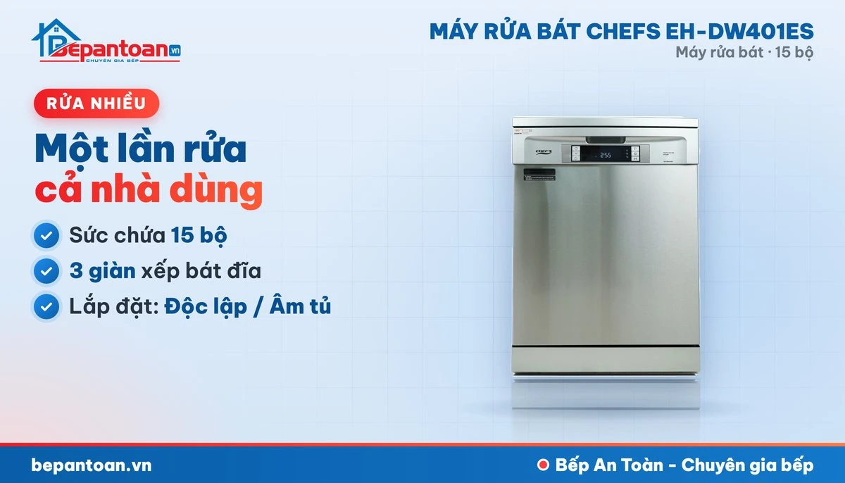 Máy rửa bát Chefs EH-DW401ES - sức chứa 15 bộ
