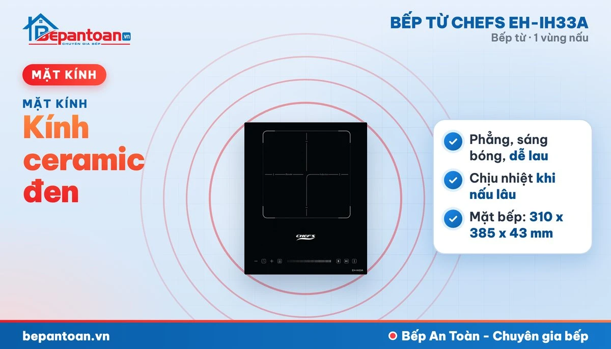 Bếp từ Chefs EH-IH33A - kính ceramic đen