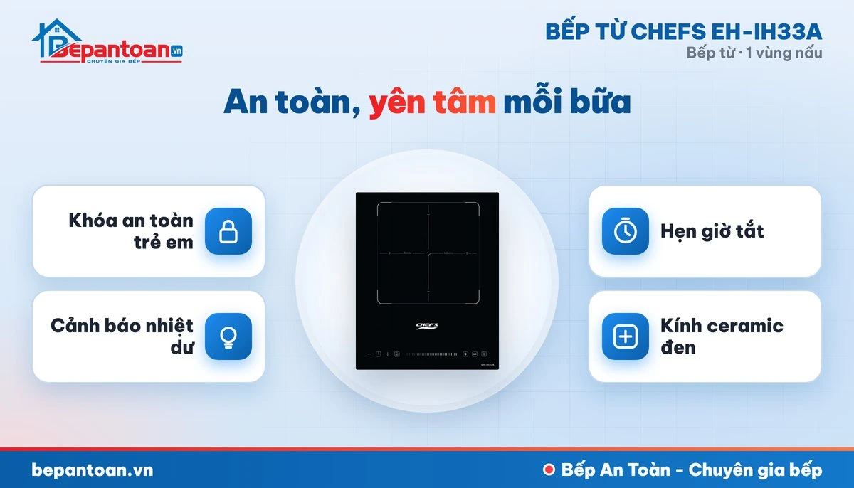 Bếp từ Chefs EH-IH33A - an toàn cho cả gia đình