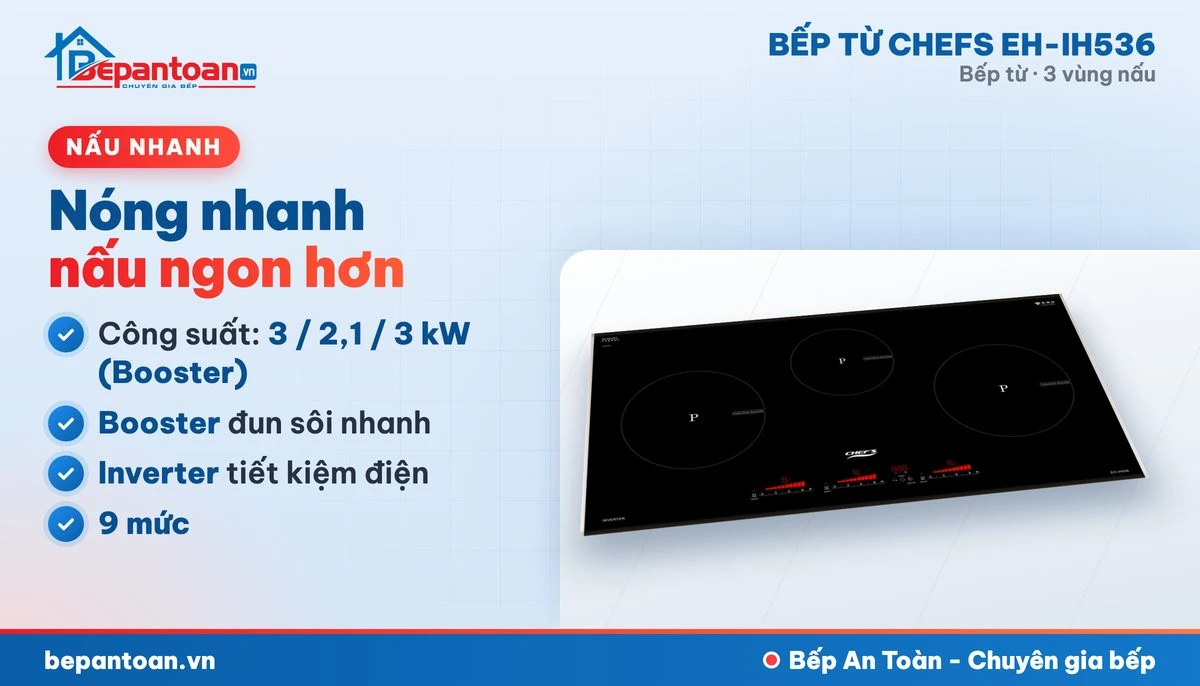 Bếp từ Chefs EH-IH536 - công suất mạnh, nấu nhanh