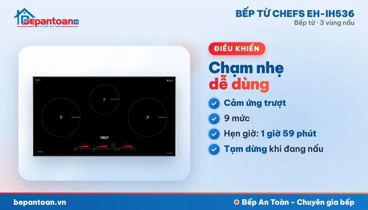 Bếp từ Chefs EH-IH536 - điều khiển dễ dùng