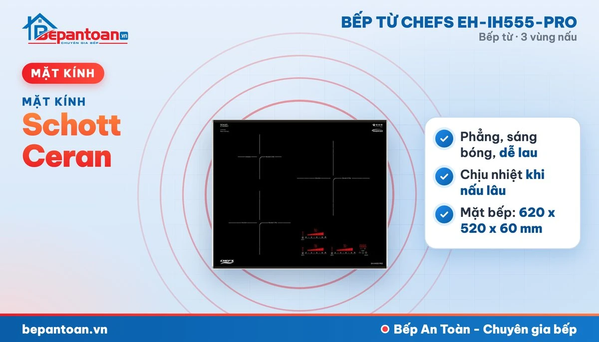Bếp từ Chefs EH-IH555-PRO - mặt kính schott ceran