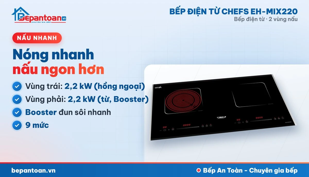 Bếp điện từ Chefs EH-MIX220 - công suất mạnh, nấu nhanh