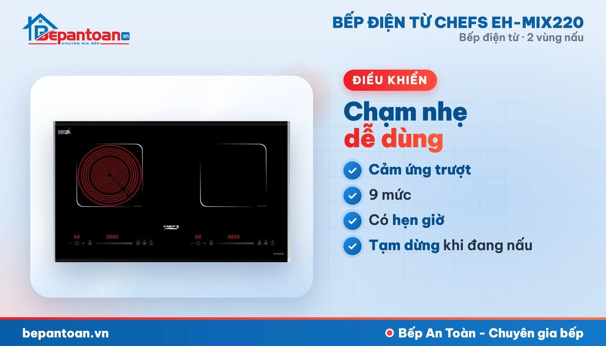 Bếp điện từ Chefs EH-MIX220 - điều khiển dễ dùng