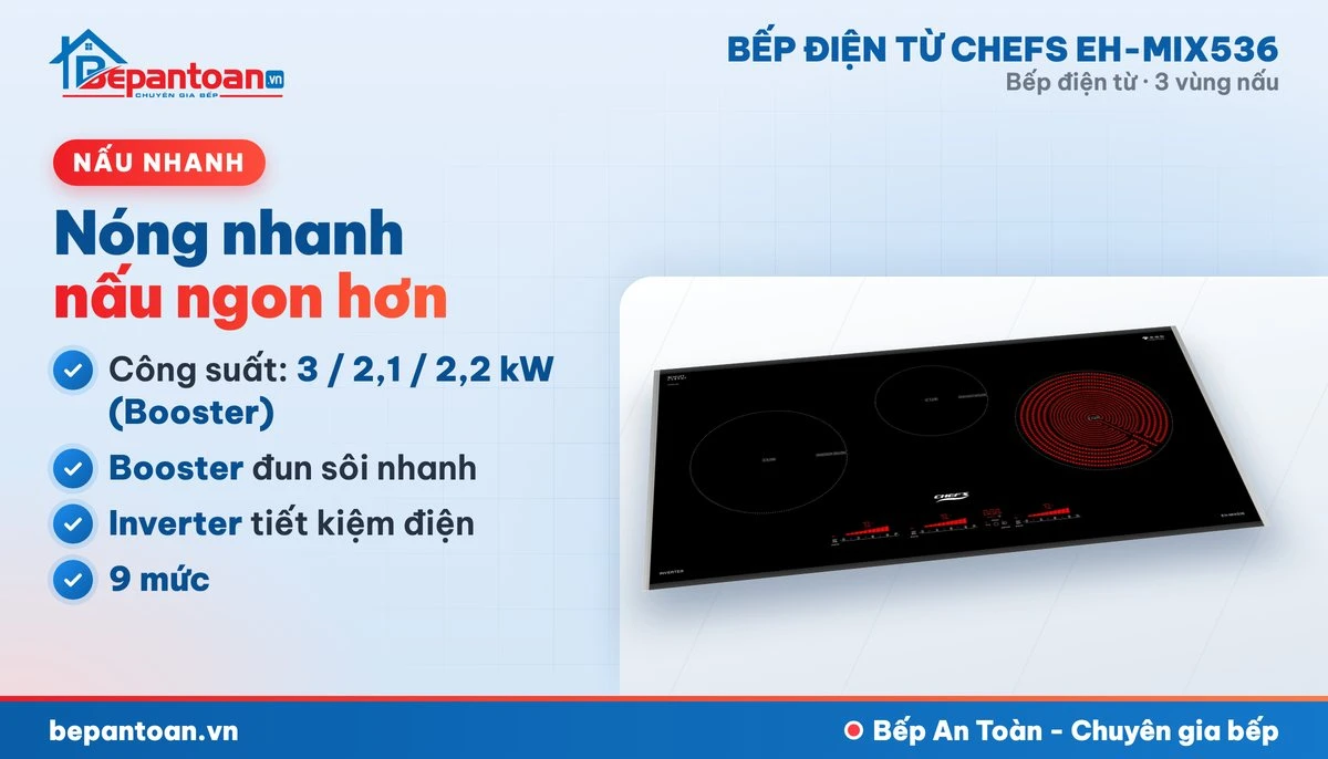 Bếp điện từ Chefs EH-MIX536 - công suất mạnh, nấu nhanh