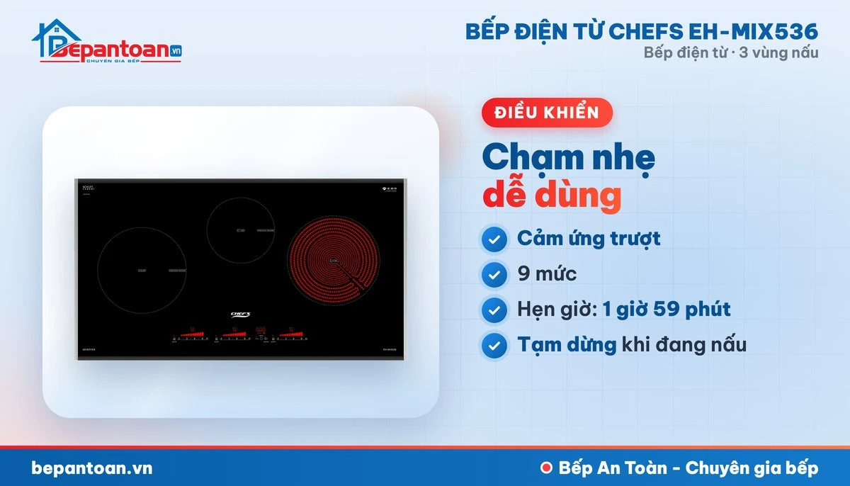 Bếp điện từ Chefs EH-MIX536 - điều khiển dễ dùng