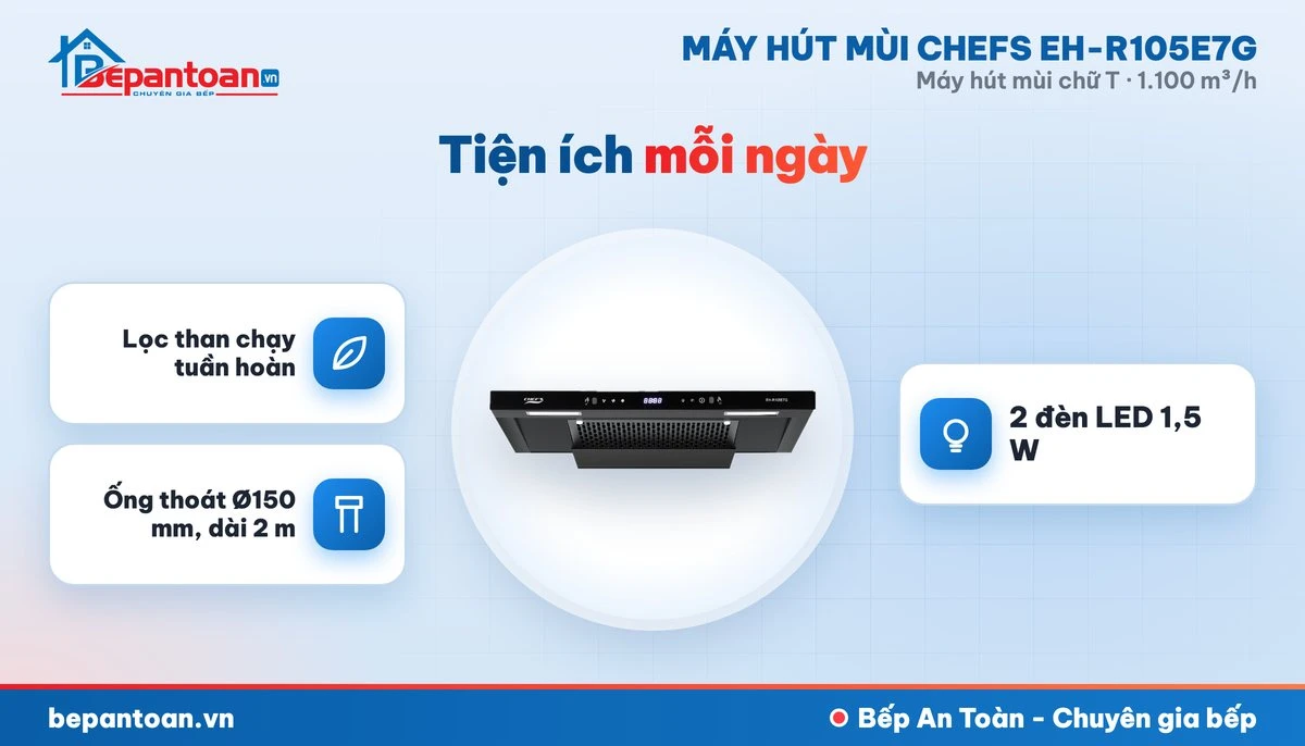 Máy hút mùi chữ T Chefs EH-R105E7G - tiện ích mỗi ngày
