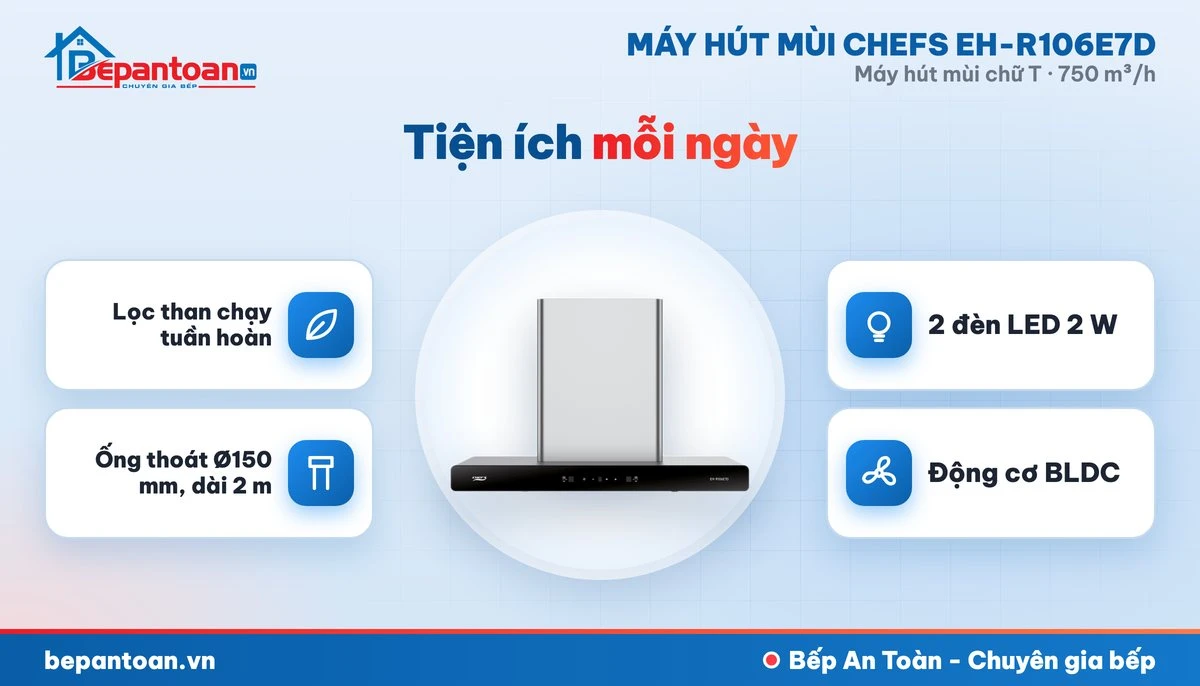 Máy hút mùi chữ T Chefs EH-R106E7D - tiện ích mỗi ngày