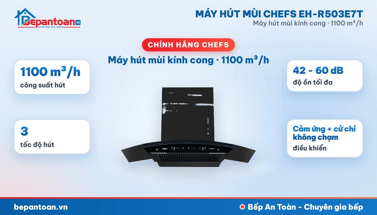 Máy hút mùi kính cong Chefs EH-R503E7T - tổng quan