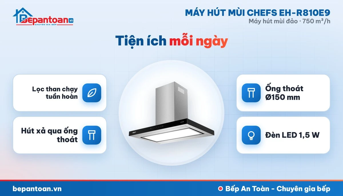 Máy hút mùi đảo Chefs EH-R810E9 - tiện ích mỗi ngày