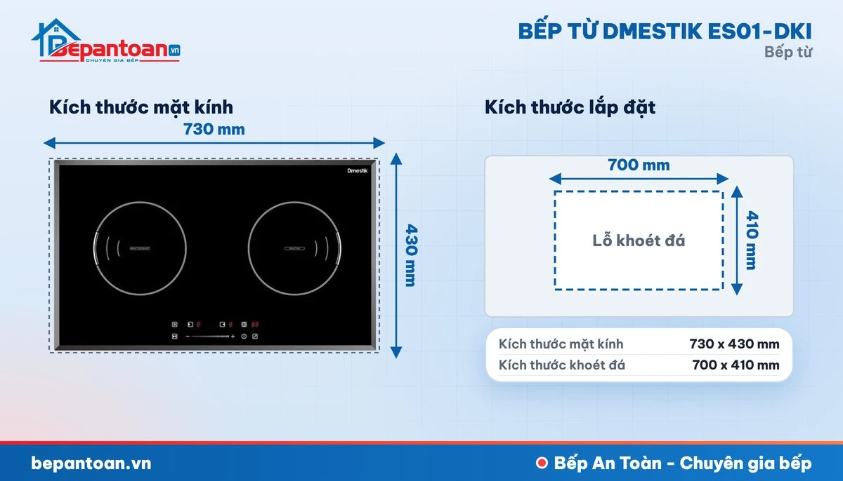Bếp từ D'mestik ES01-DKI - thông số kỹ thuật