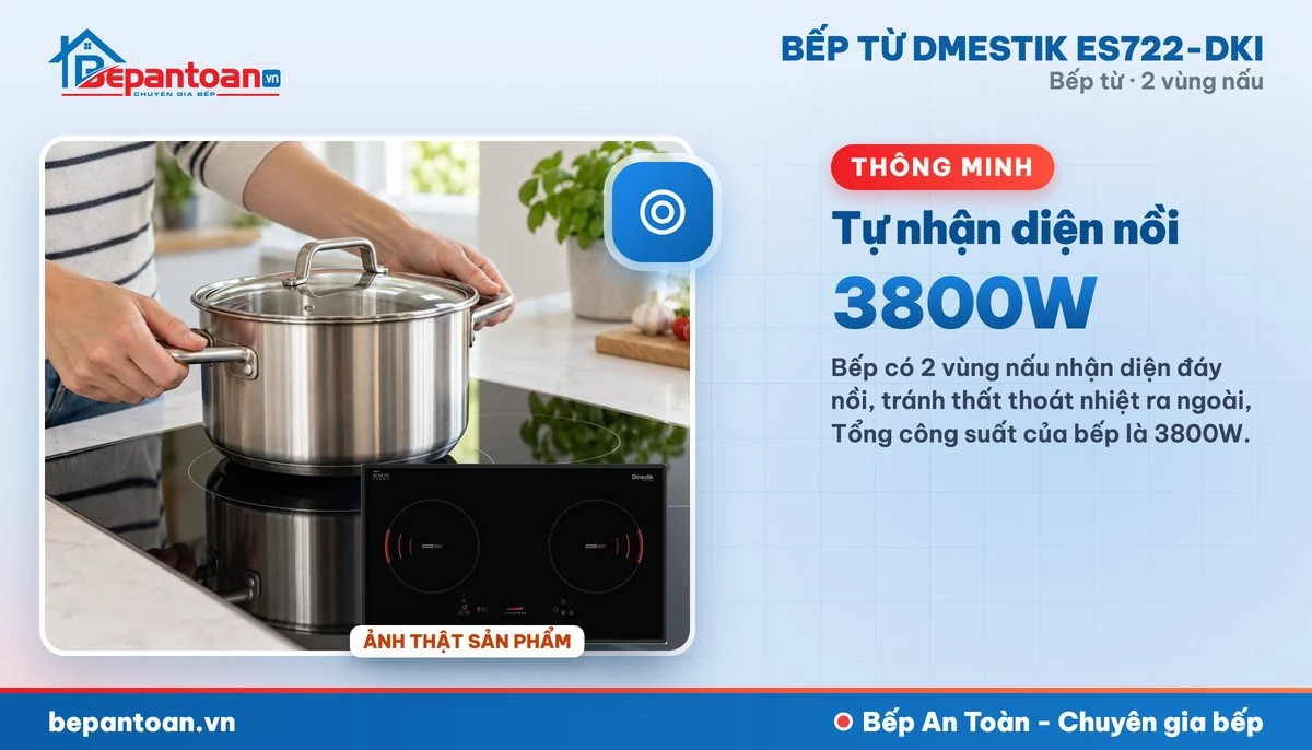 Bếp từ D'mestik ES722-DKI - Tự nhận diện nồi