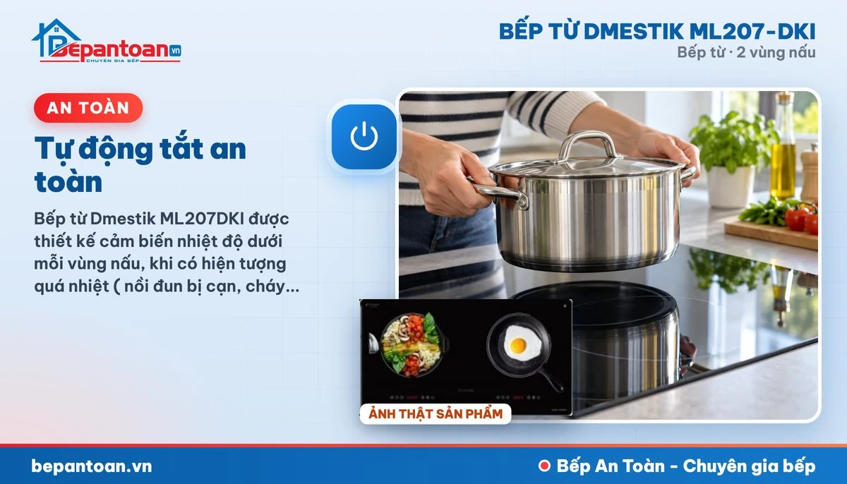 Bếp từ D'mestik ML207-DKI - Tự động tắt an toàn