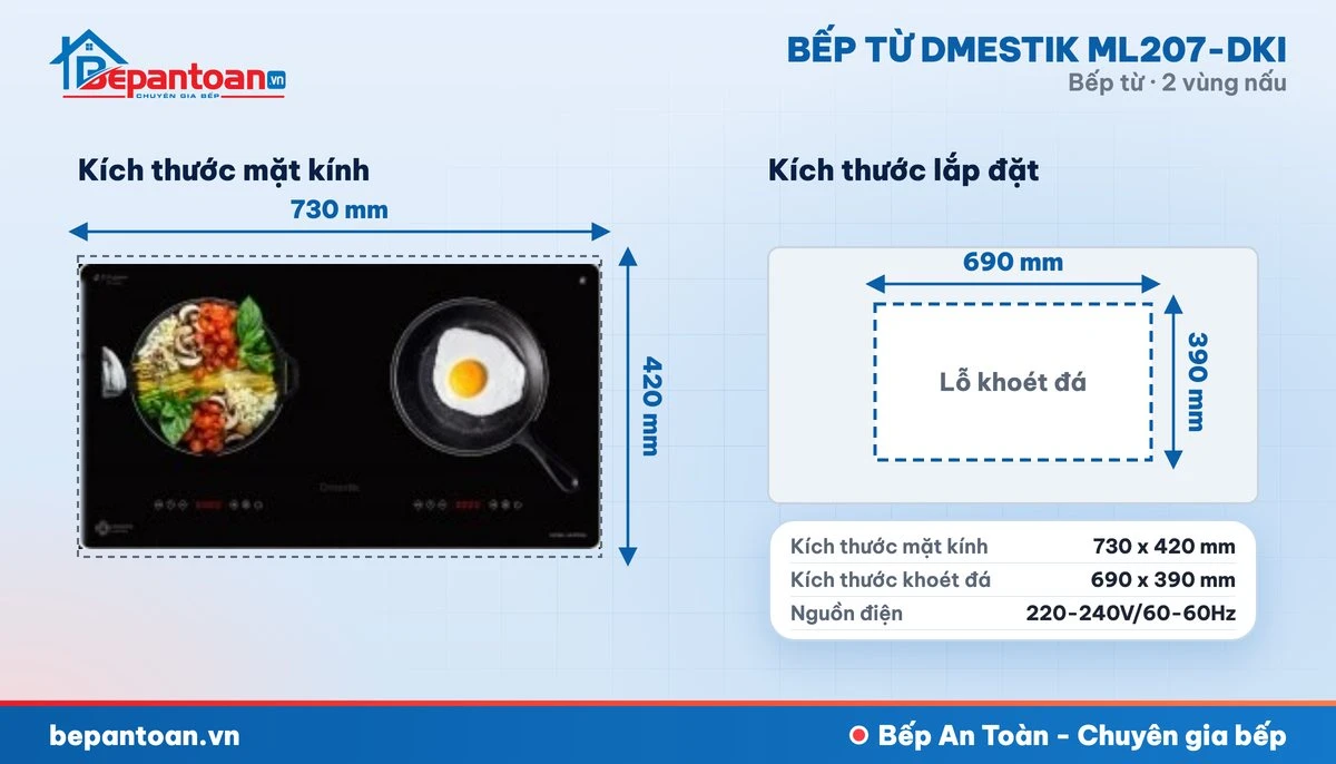 Bếp từ D'mestik ML207-DKI - thông số kỹ thuật