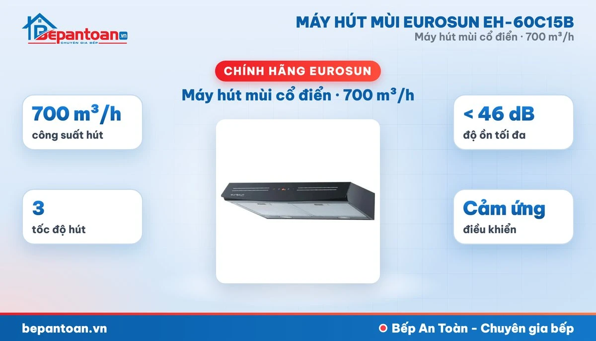 Máy hút mùi Eurosun EH-60C15B - tổng quan