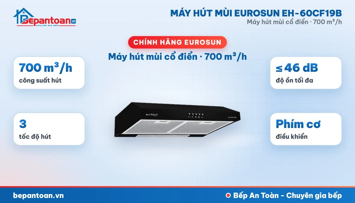 Máy hút mùi Eurosun EH-60CF19B - tổng quan