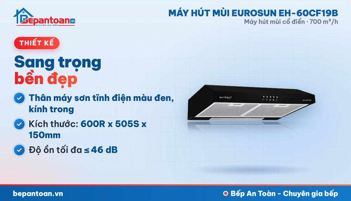 Máy hút mùi Eurosun EH-60CF19B - thiết kế