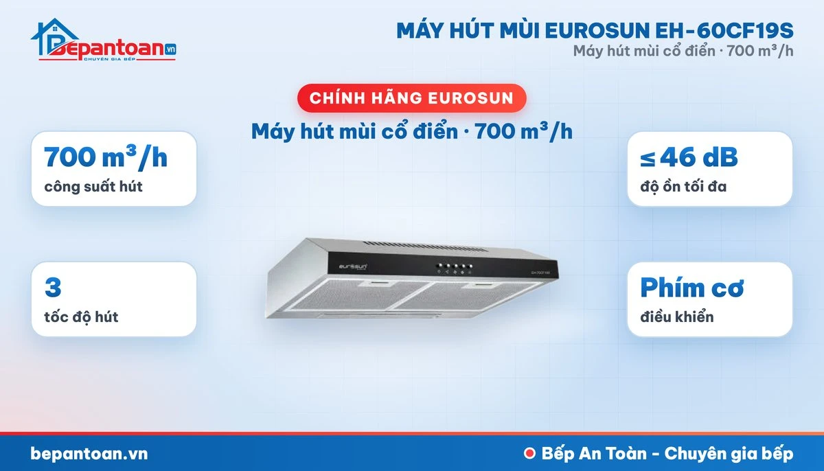 Máy hút mùi Eurosun EH-60CF19S - tổng quan