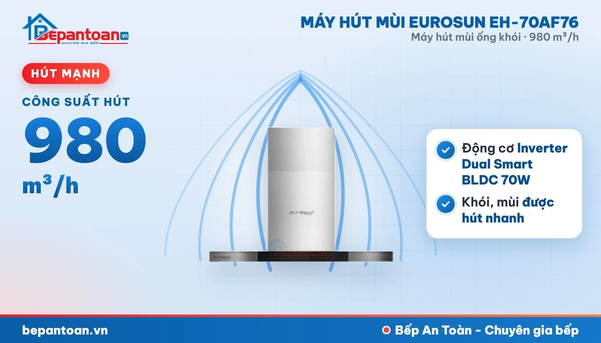 Máy hút mùi Eurosun EH-70AF76 - công suất hút