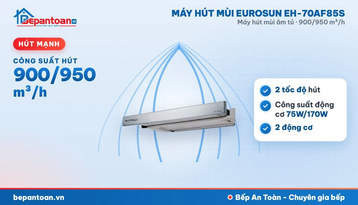 Máy hút mùi Eurosun EH-70AF85S - công suất hút