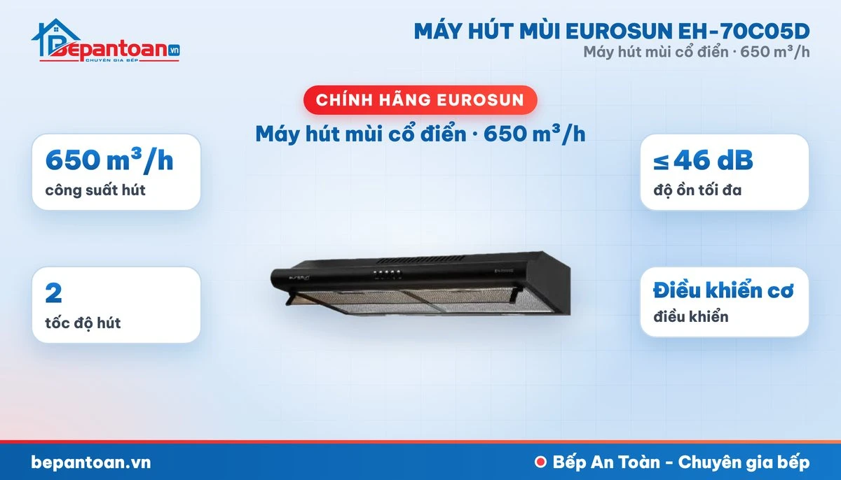 Máy hút mùi Eurosun EH-70C05D - tổng quan