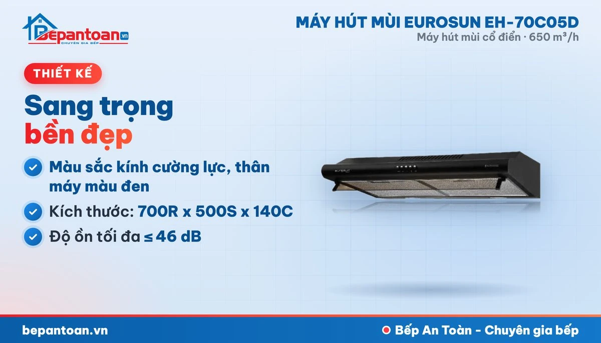Máy hút mùi Eurosun EH-70C05D - thiết kế