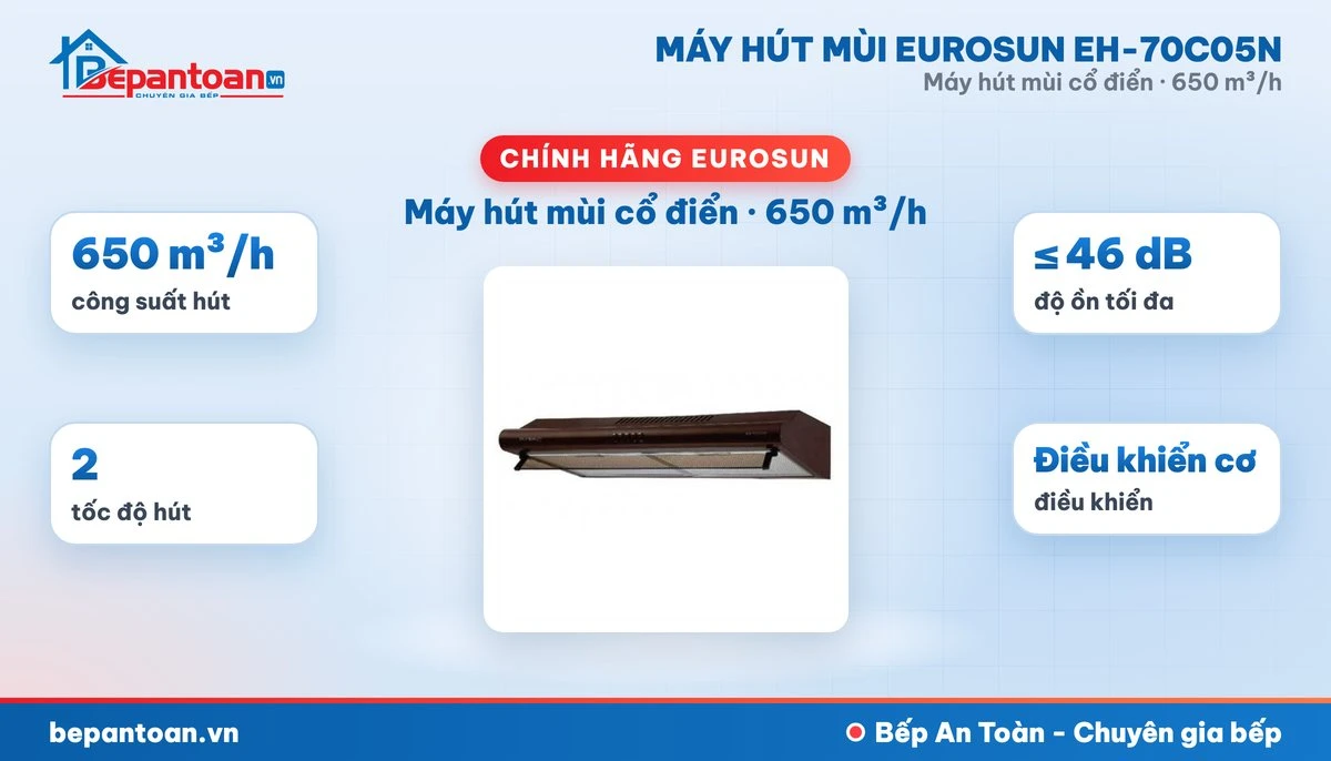 Máy hút mùi Eurosun EH-70C05N - tổng quan
