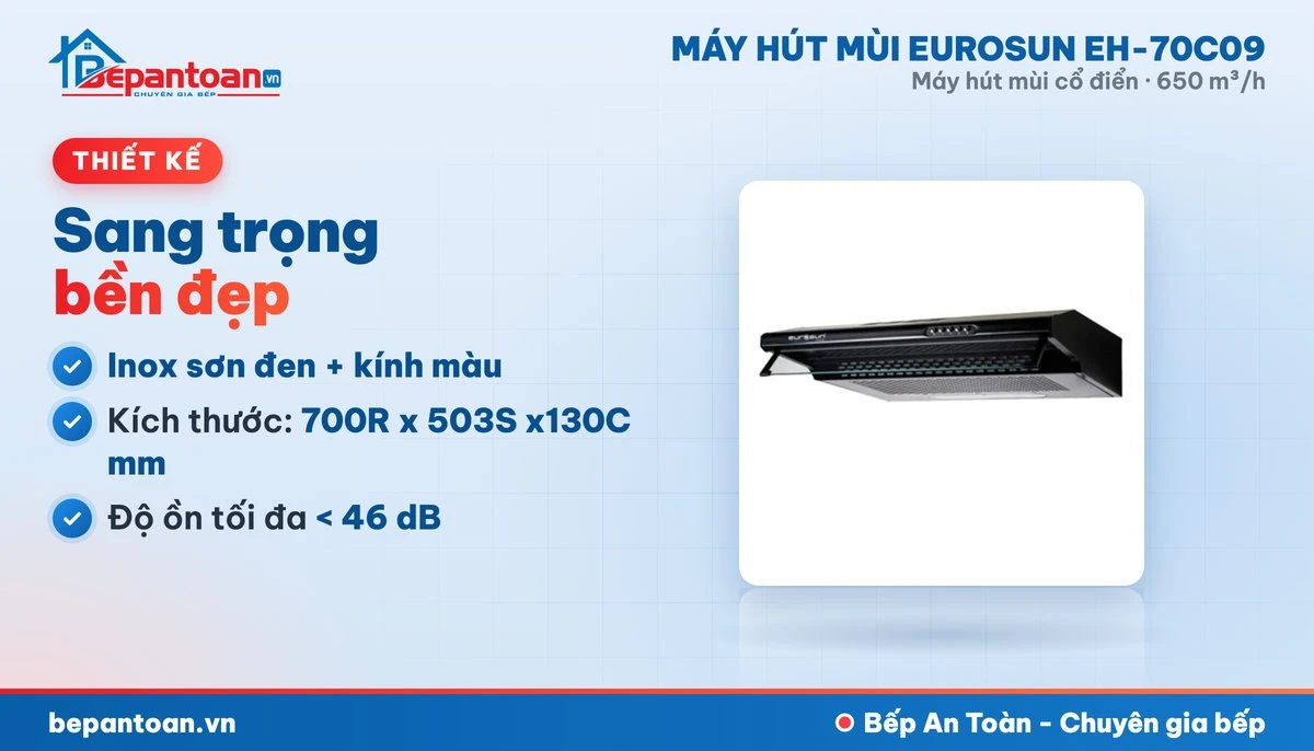 Máy hút mùi Eurosun EH-70C09 - thiết kế