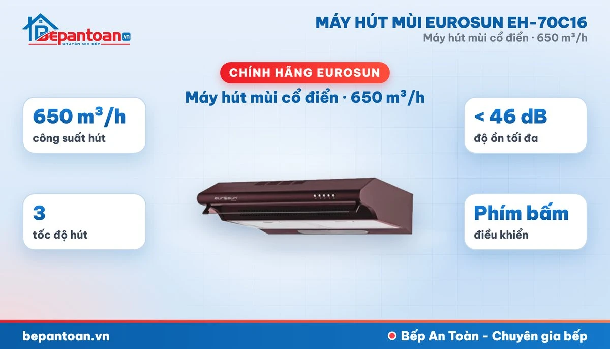 Máy hút mùi Eurosun EH-70C16 - tổng quan