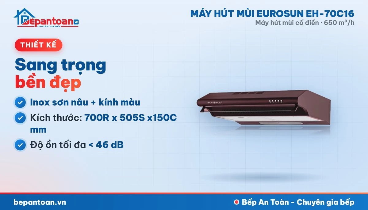 Máy hút mùi Eurosun EH-70C16 - thiết kế