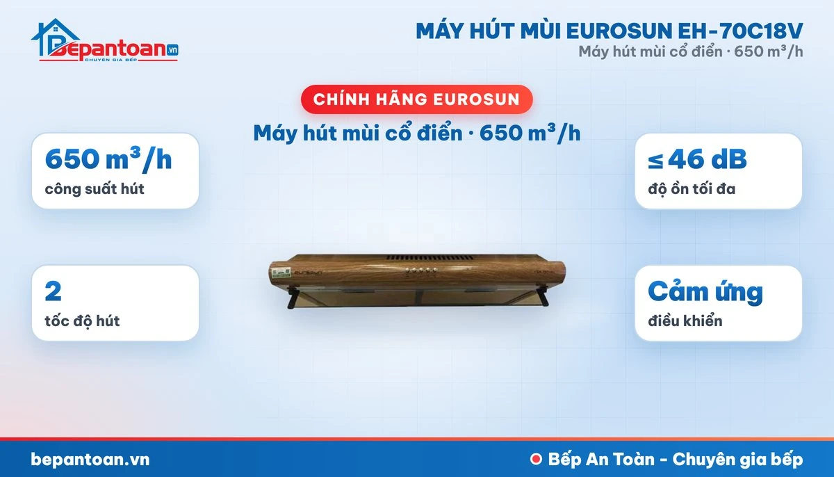 Máy hút mùi Eurosun EH-70C18V - tổng quan