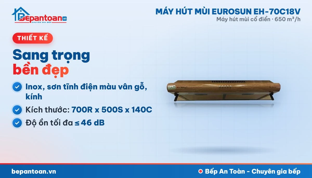 Máy hút mùi Eurosun EH-70C18V - thiết kế