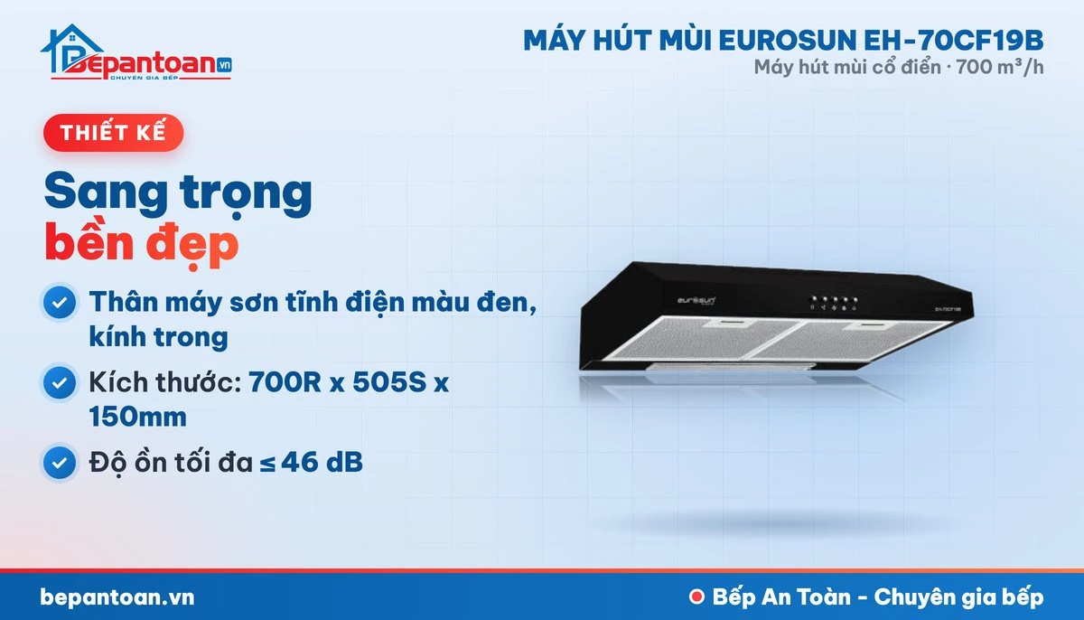 Máy hút mùi Eurosun EH-70CF19B - thiết kế