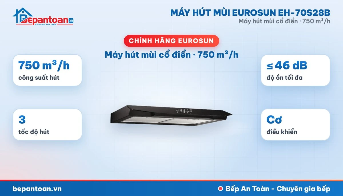 Máy hút mùi Eurosun EH-70S28B - tổng quan