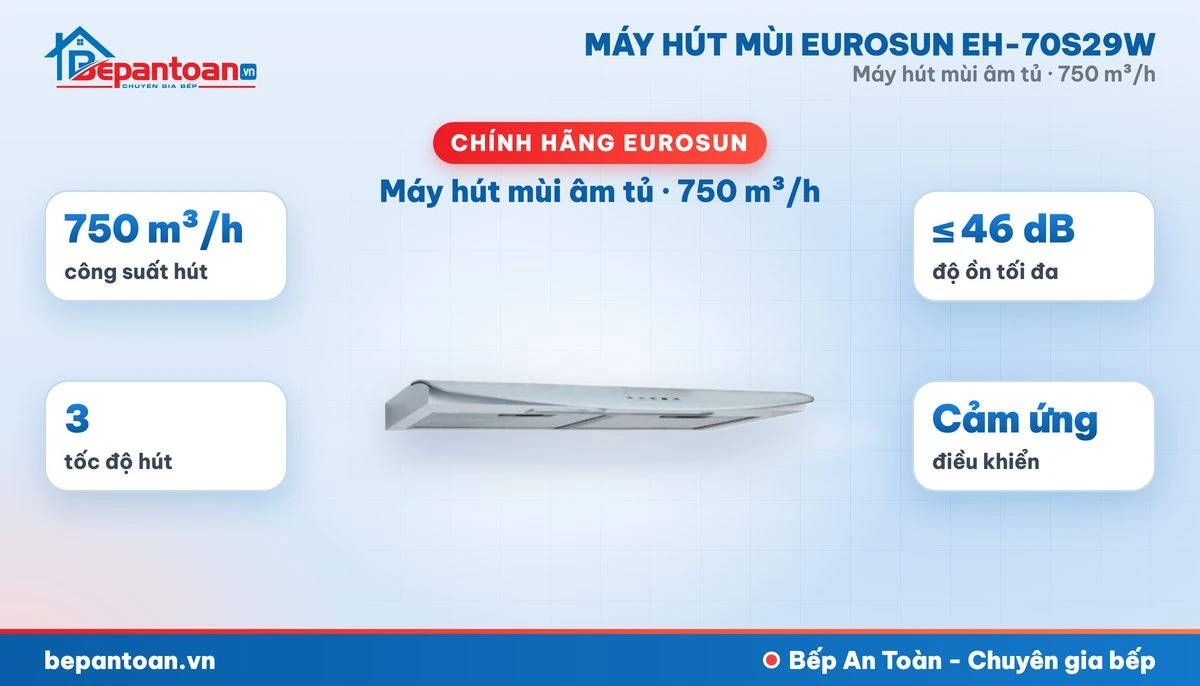 Máy hút mùi Eurosun EH-70S29W - tổng quan