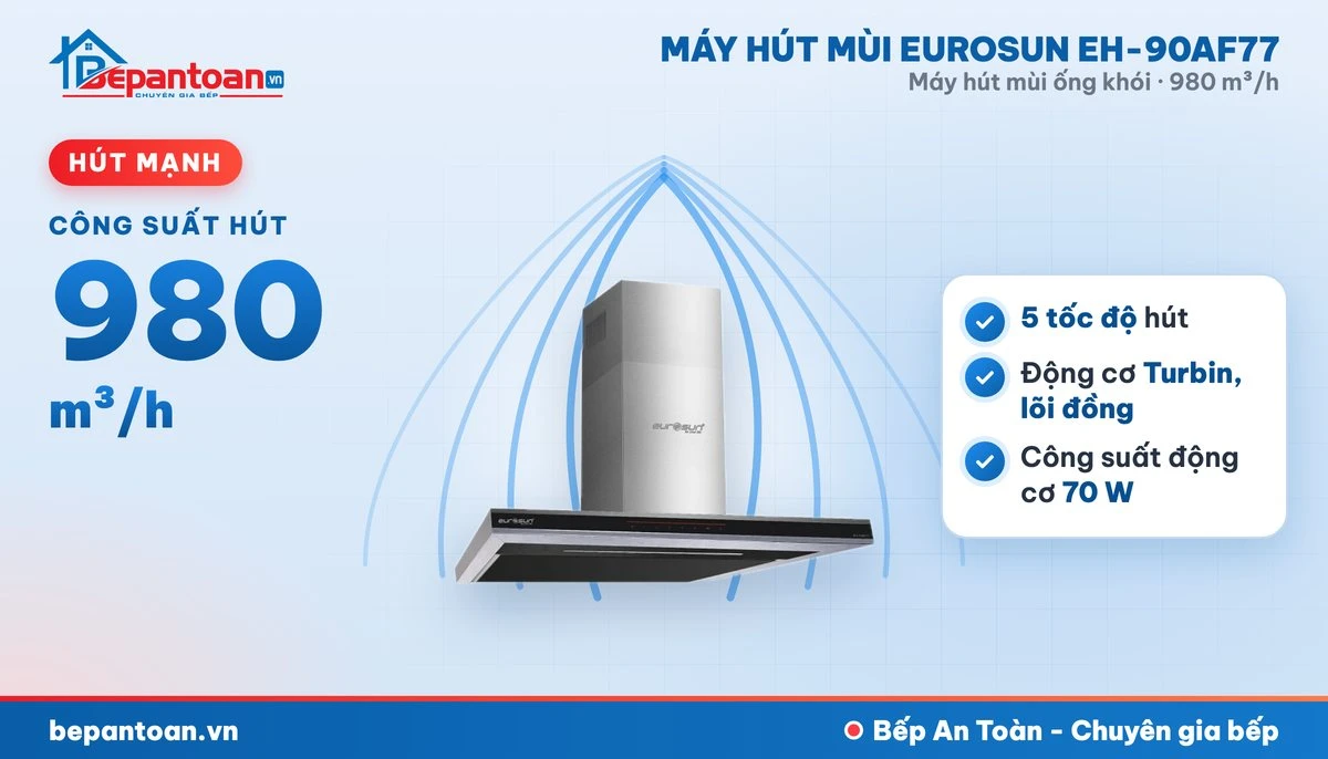 Máy hút mùi Eurosun EH-90AF77 - công suất hút