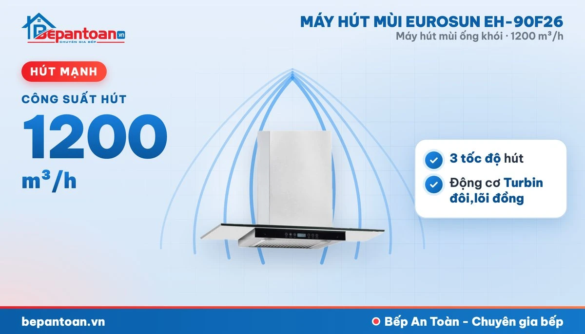 Máy hút mùi Eurosun EH-90F26 - công suất hút