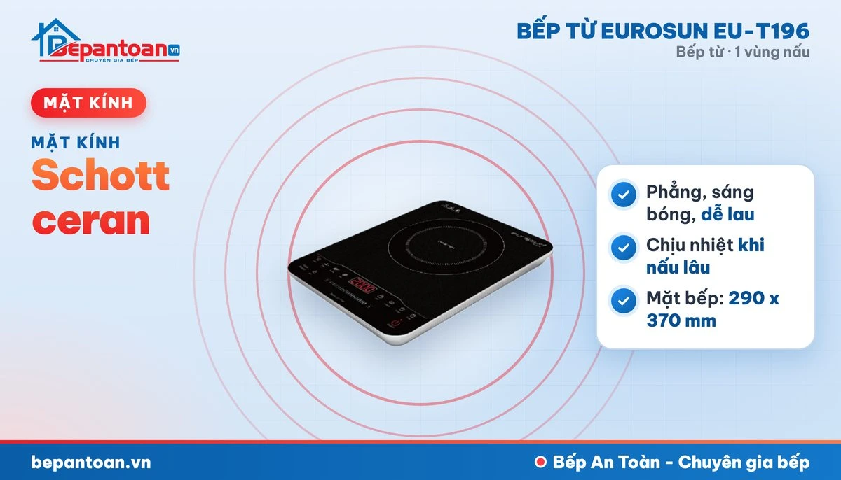 Bếp từ Eurosun EU-T196 - mặt kính