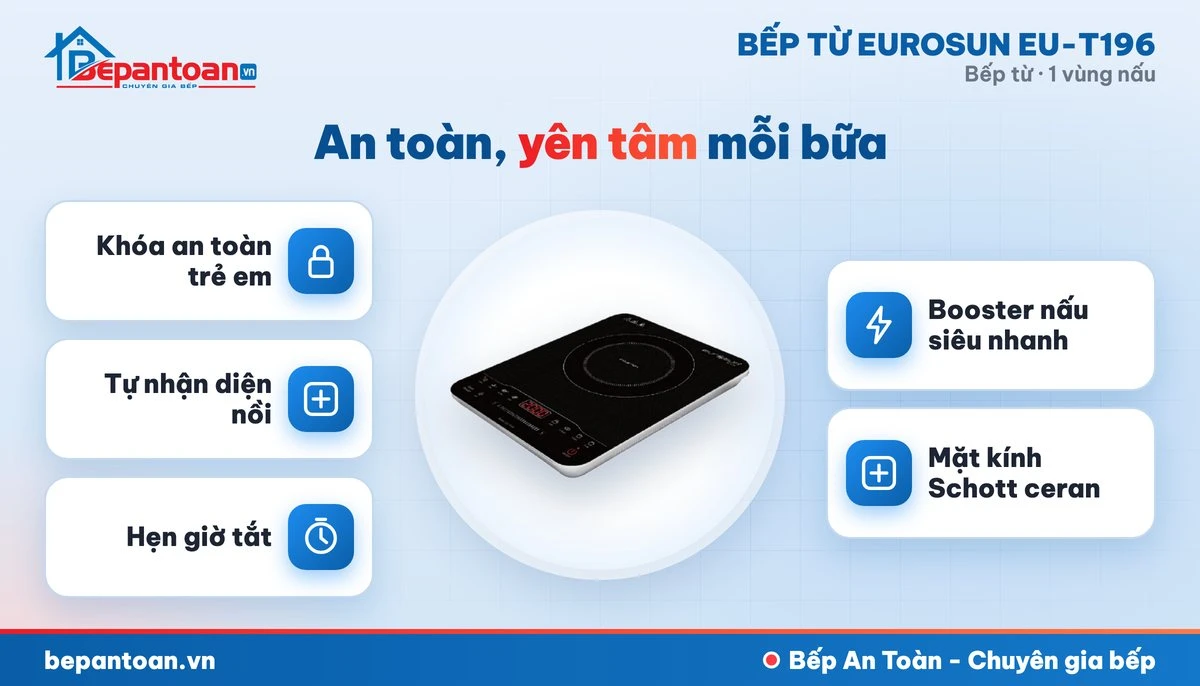 Bếp từ Eurosun EU-T196 - an toàn
