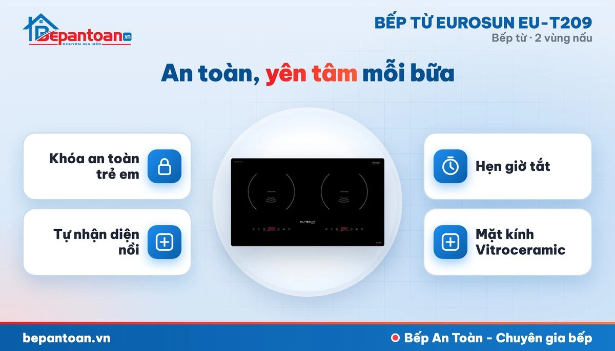 Bếp từ Eurosun EU-T209 - an toàn