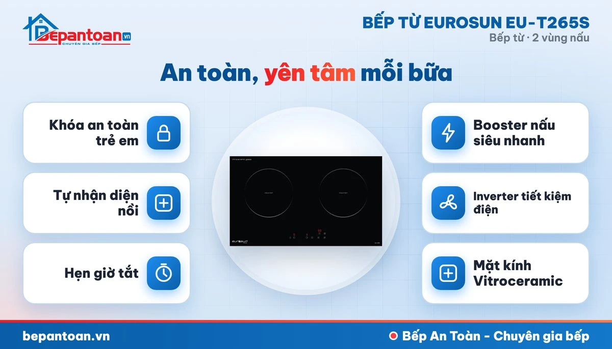 Bếp từ Eurosun EU-T265S - an toàn