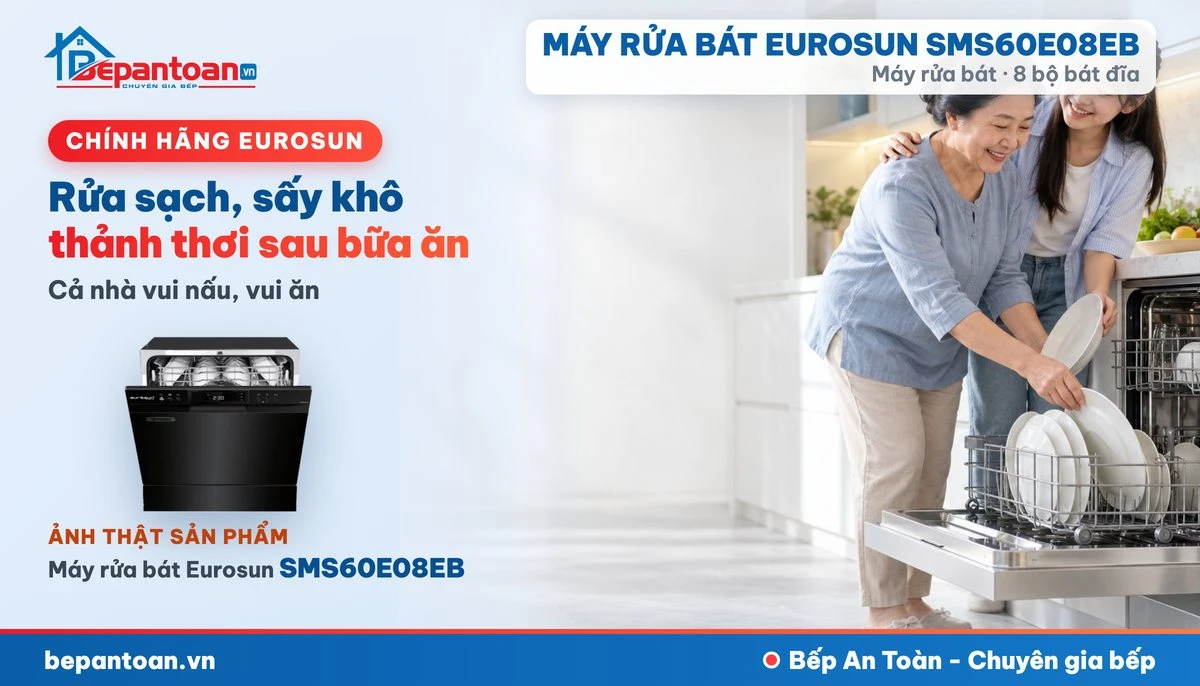 Máy rửa bát Eurosun SMS60E08EB - gia đình