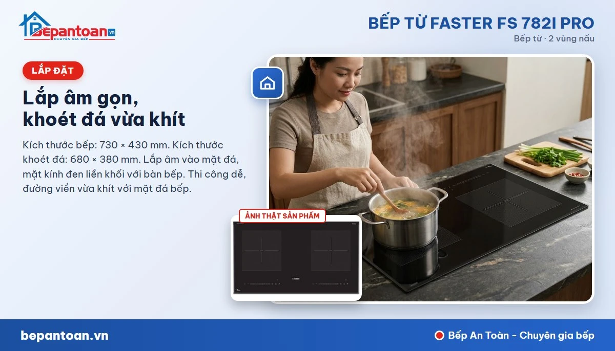 Bếp từ Faster FS 782I PRO - Lắp âm