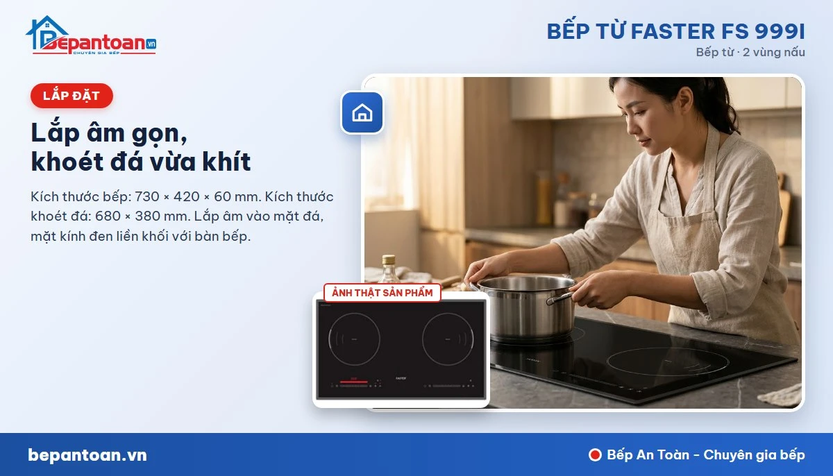 Bếp từ Faster FS 999i - Lắp âm