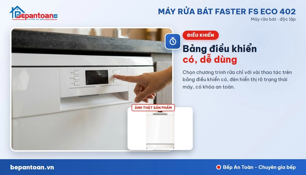 Máy rửa bát Faster FS ECO 402 - điều khiển
