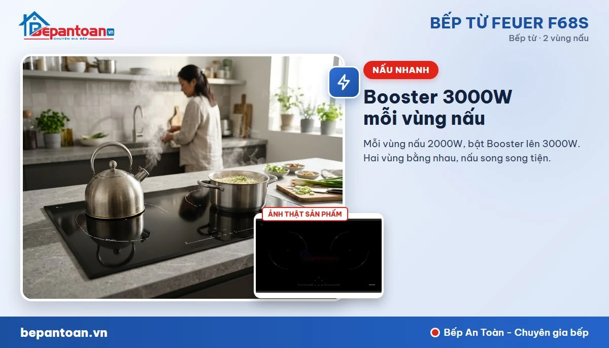 Bếp từ Feuer F68S - Booster 3000W