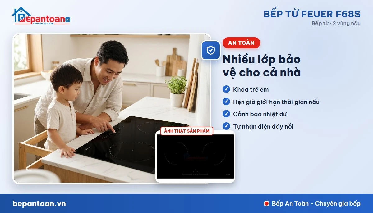 Bếp từ Feuer F68S - Tính năng an toàn