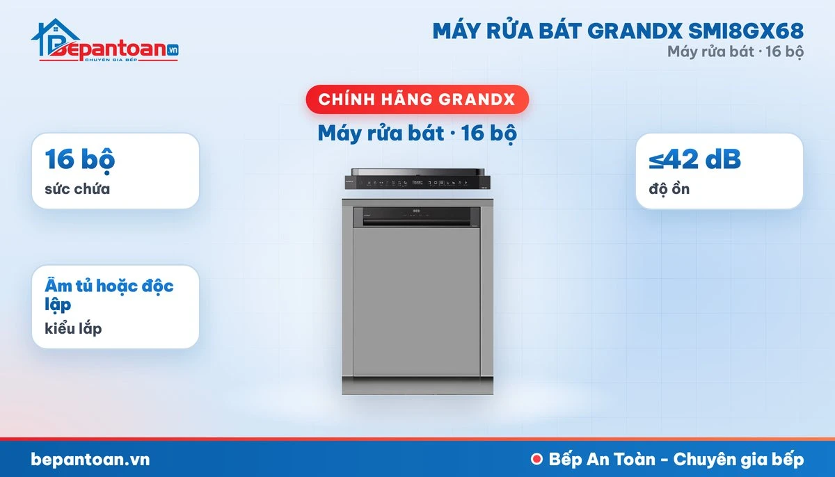 Máy rửa bát GrandX SMI8GX68 - tổng quan