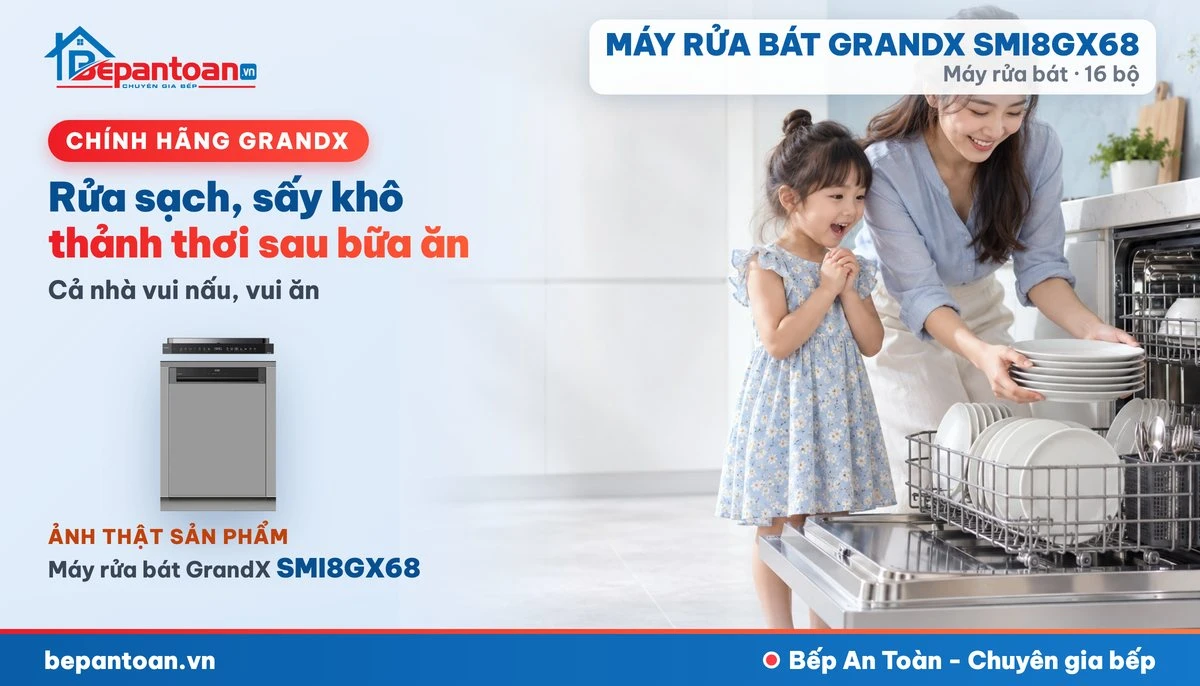 Máy rửa bát GrandX SMI8GX68 - gia đình