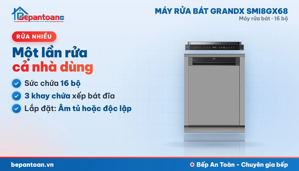 Máy rửa bát GrandX SMI8GX68 - sức chứa